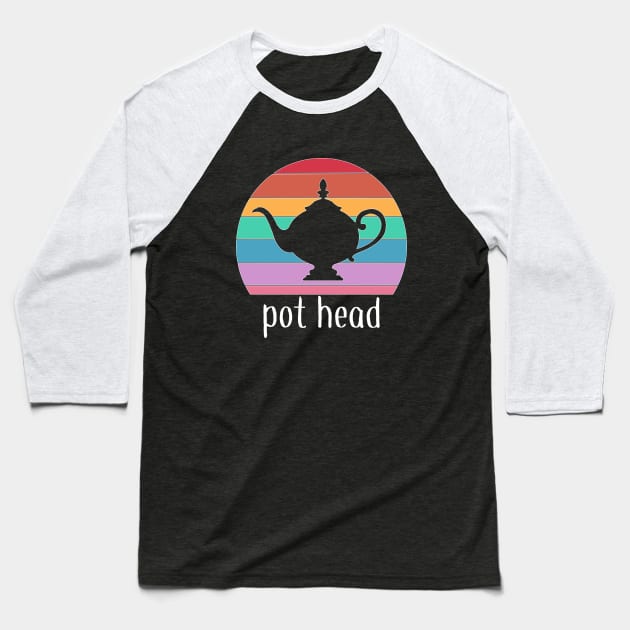 Tea Pot Head Rainbow Baseball T-Shirt by Timeforplay